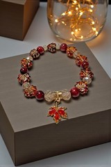 Fall Beaded Bracelet Autumn Leaf Jewelry for Women