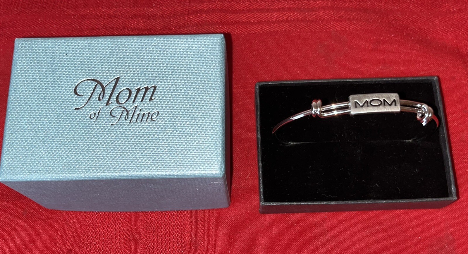 NIB MOM SILVER TONE ADJUSTABLE SQUEEZE BANGLE BRACELET BY MOM OF MINE GIFT gallery