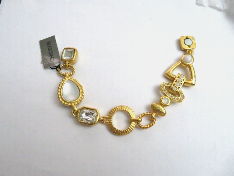 CHICOS "AYSEL" VINTAGE GOLD POWDER COAT BRACELET 7" gallery