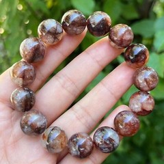 14mm stretchable chunky dark fire quartz bracelet