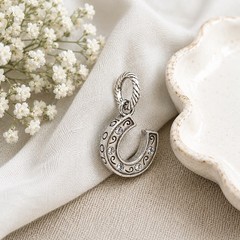 Brighton Good Luck Horseshoe Charm Silver Tone Crystal Lucky Pendant