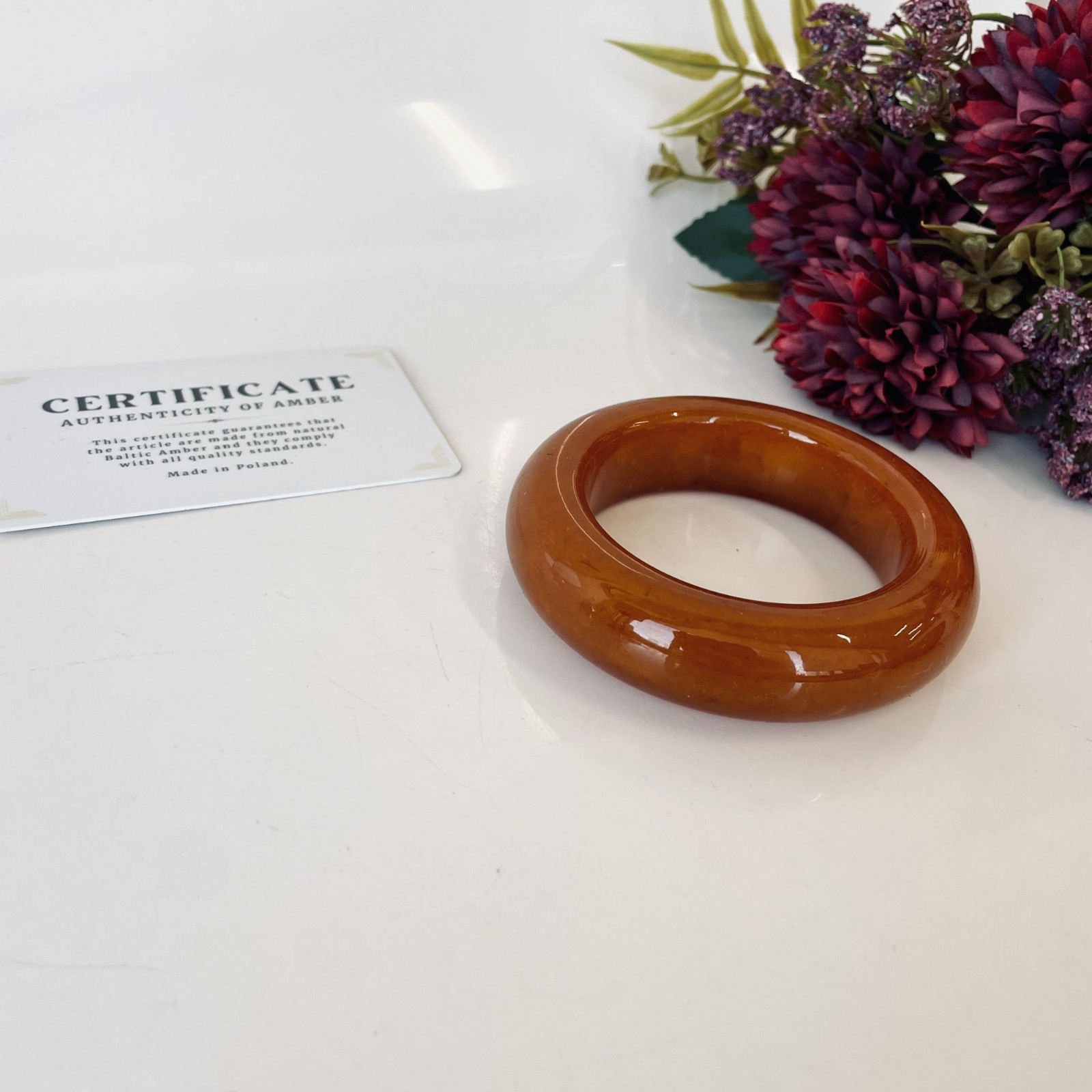Brown Natural Amber Bracelet, Natural Amber Bangle from Poland gallery