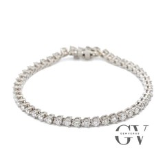 7′ Inch Long Tennis Bracelet Solid 14K White Gold 5 CT Excellent Round Cut VVS1