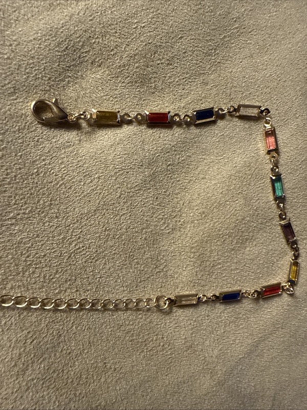 Multi Colored Glass Stones Rectangular Gold 8” Bracelet gallery