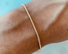 Men&Women’s Genuine 18K Yellow Gold Filled 2mm Snake Chain Bracelet/Anklet 8inch
