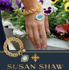 Susan Shaw Jewelry Venetian Glass Bee Double Link Chain Bracelet 24k TPG