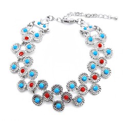 Blue & red Acrylic silver Plated Luxurious Wrist Fashion Jewelry tennis Bracelet