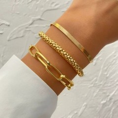 3PCS Snake Bone Chain Multi-layer Bracelet Retro Alloy Chain Bracelet for Women