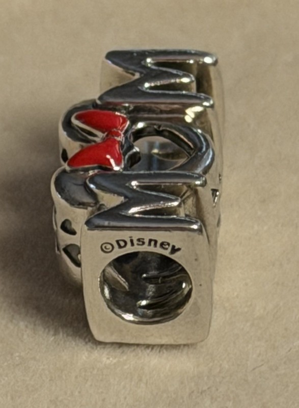Authentic Pandora Disney Minnie Mouse“MOM” Charm – Red Enamel Bow Heart S925 ALE gallery