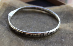 Ladies Silver Bangle.. Engraved With “Granddaughter is a gift from above .” 65mm