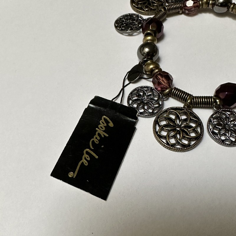 Cookie Lee Purple Bead Stretchy Bracelet Women’s 6 1/2 Inch NWT gallery