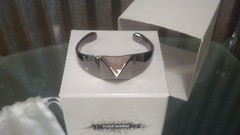 NEW TOM BINNS BLACK NICKEL CLASH CHIC PYRAMID CUFF BRACELET SZ S RETAIL: $300.00