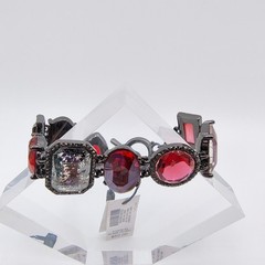 NWT WHBM Bracelet Gun Metal Tone Red Rhinestone Gothic Glam Vamp Romance
