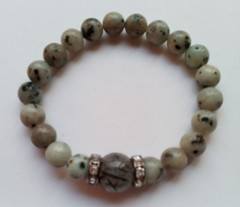 NEW SESAME JASPER & TOURMALINATED QUARTZ BRACELET, BUY ANY 2 GET 3RD FREE