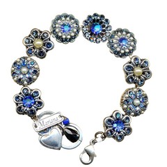 Mariana Bracelet Floral Pearl Mineral, Ocean Delite, & Montana Blue Austrian …