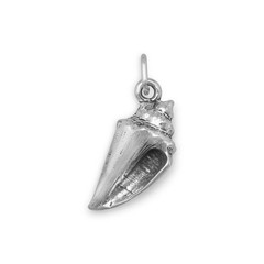.925 Sterling Silver Oxidized Conch Shell Charm