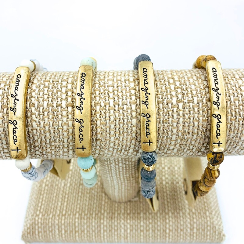 "AMAZING GRACE" 6mm Natural Stone Stretch Bracelet - Available in 4 Colors gallery