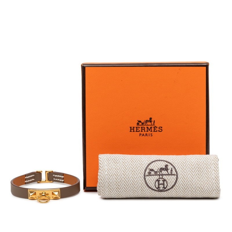 Hermes Rivale Mini Bracelet, Etoupe Leather, Women's GZl1inz0 gallery