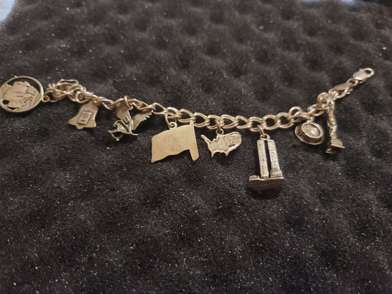 Sterling 925 Patriotic Bracelet with 8 sterling charms UNITED STATES gallery