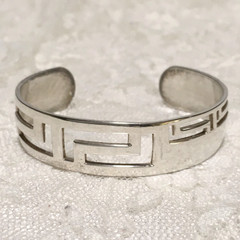 Silver Tone Cuff Bracelet Geometric southwestern style