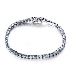 18K White Gold Filled Made With Swarovski Crystal Classic Silver Tennis Bracelet