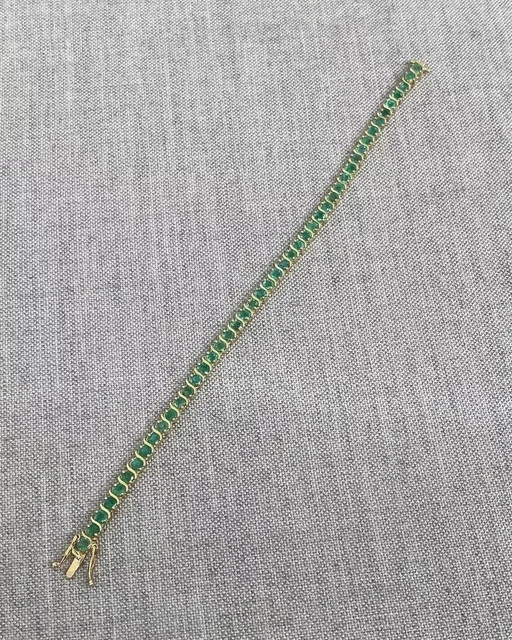 10 Ct Round Lab Created Emerald Women's Tennis Bracelet 14K Yellow Gold plated gallery