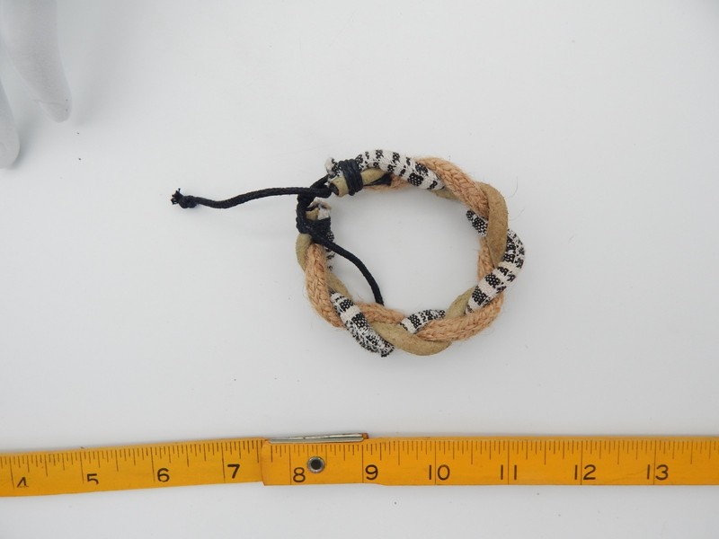 Vintage Handmade Artisan Natural Jute Cotton Adjustable Bracelet Cleaned gallery