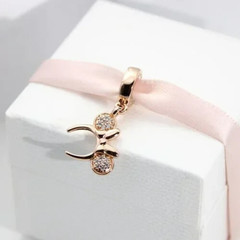 Authentic Pandora Dangle Disney Rose Pink Parks Minnie Headband Ear Charm
