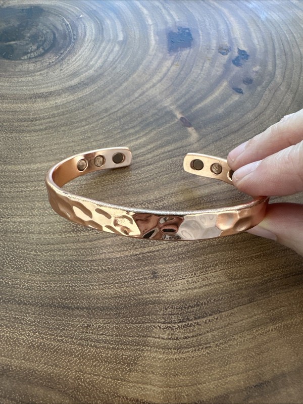 Hammered Solid Pure Copper Magnetic Cuff - Arthritis Therapy Adjustable Bracelet gallery