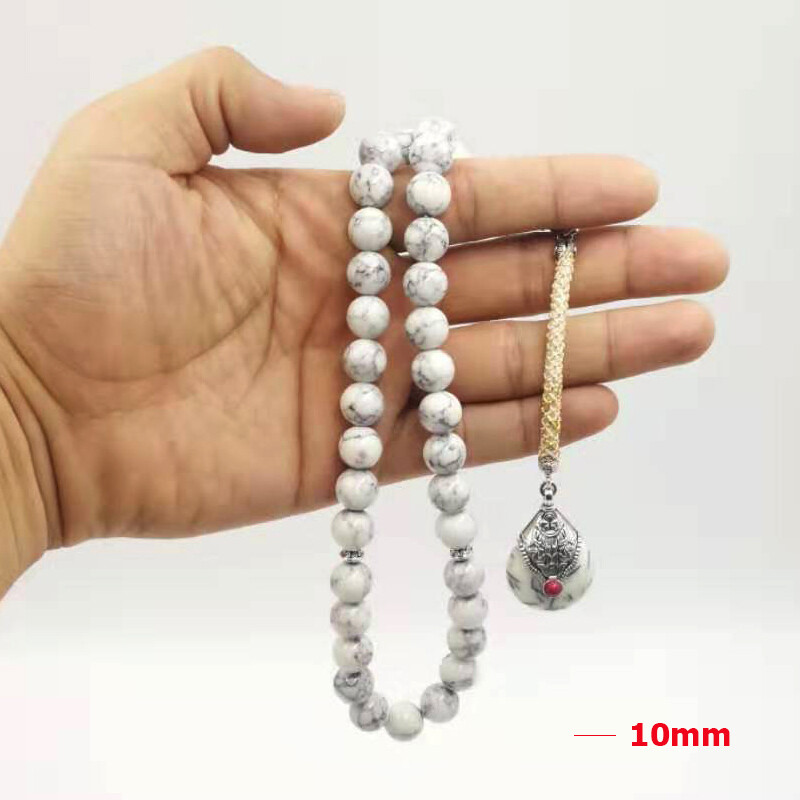 Tasbih White Turquoise stone Muslim misbaha 33 prayer beads islamic Rosary gift gallery