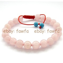 Natural 8mm Pink Jade Round Gems Tibet Buddhist Prayer Beads Mala Bracelet 7.5”
