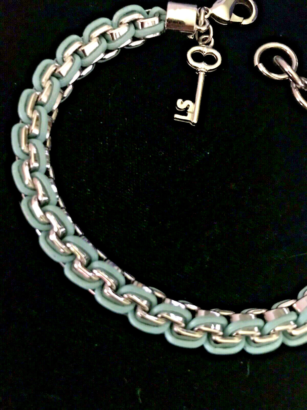 LIA SOPHIA SILVER CHAIN BRACELET + Teal Blue 7 1/4-8" MINGLE SRV $58 gallery