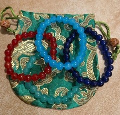 Bohemian style hand woven natural stone bracelets set of 4 with drawstring Bag.