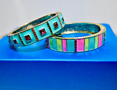 NWT $200 HEIDI DAUS 2 Color Crazy Crystal Enamel Bangle BRACELETS Neon S/M