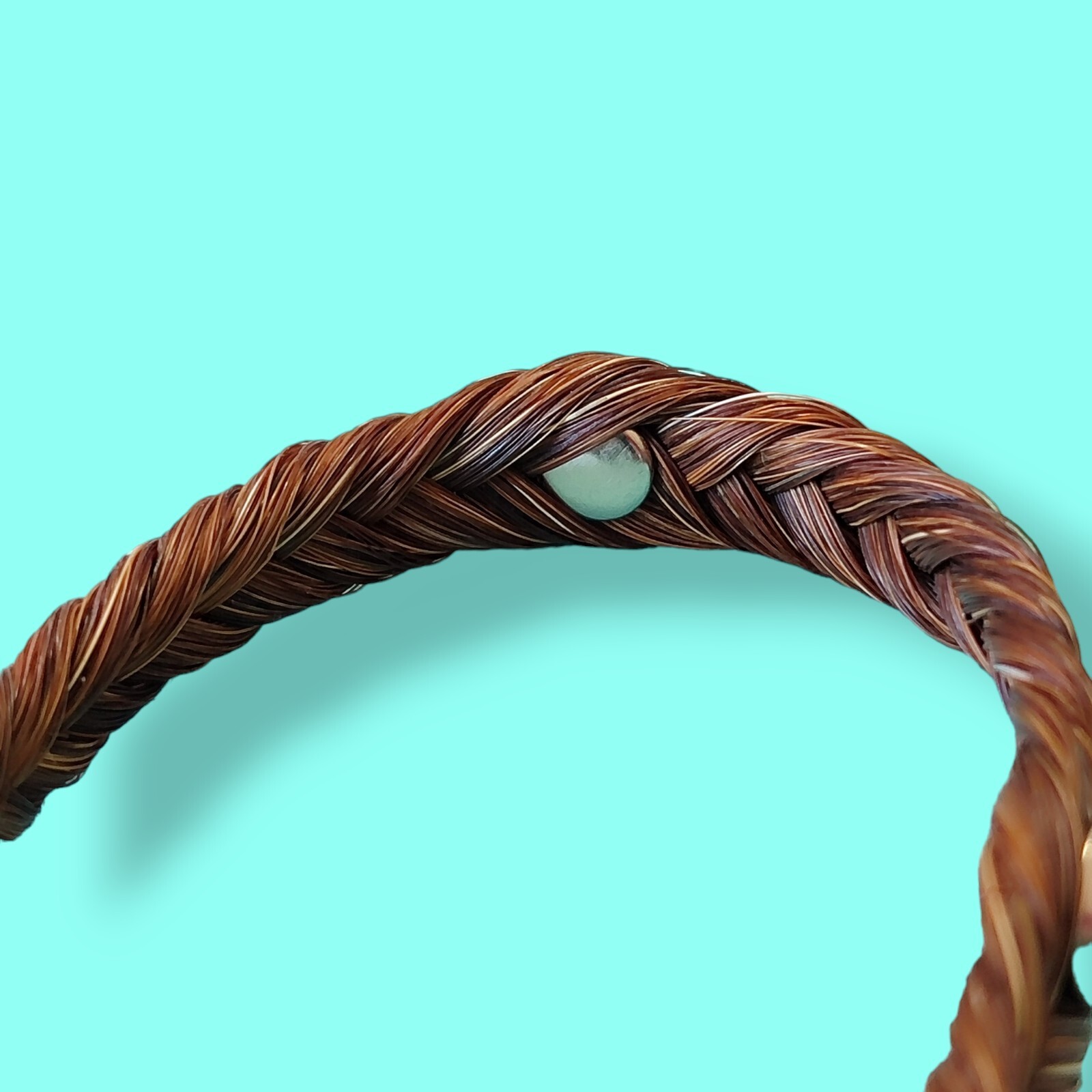 Braided Horse Hair Bracelet With Lucky Horse Shoe Charm Golden Brown 8.2in gallery