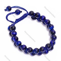 Dark Blue Star Tiger Eye 925 Silver Beaded Adjustable Bracelet For Girls