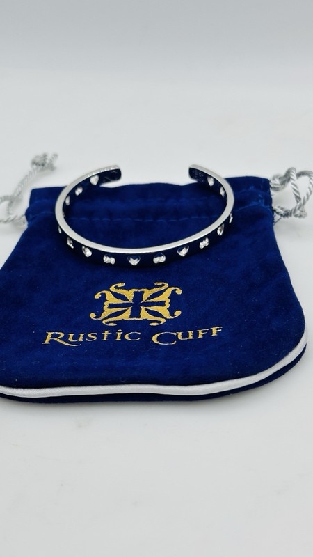 Rustic Cuff Sweetheart Stack Heart Cutout Cuff Beaded Bracelet Set Pouch gallery