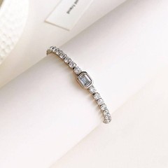 Women’s 925 Silver Tennis Bracelet Blue Topaz Emerald Moissanite Jewelry Gift