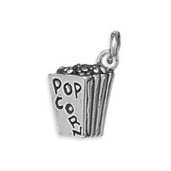.925 Sterling Silver Oxidized 3D Popcorn Charm