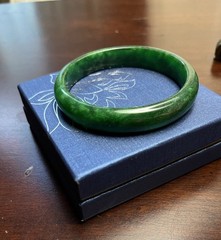 59-60mm Natural Ice Green Jadeite Jade Bracelet Burma Emerald Jade Bangle 8151