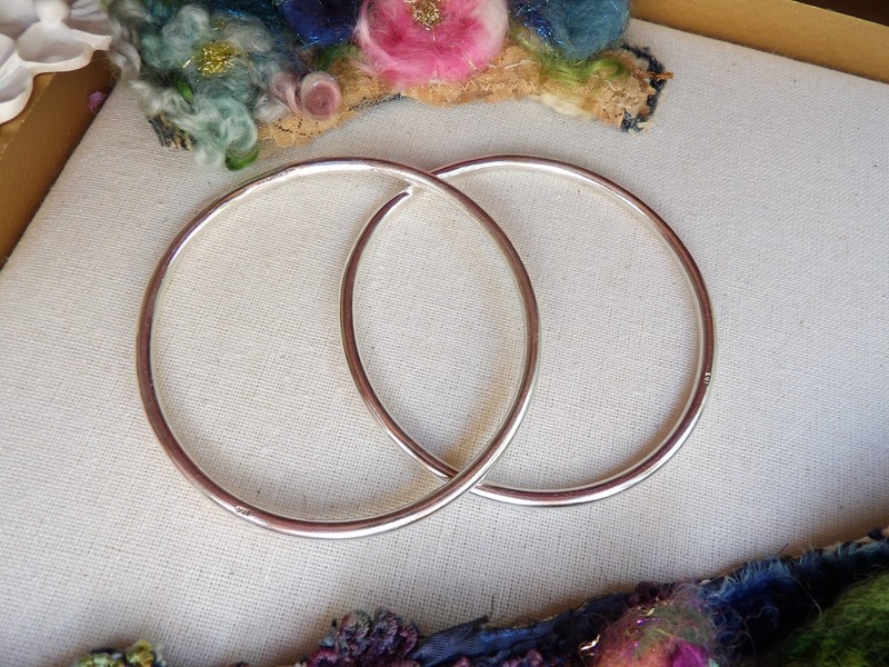 sterling silver bangles for women, set of 2, stamped gallery