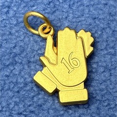 Gold Tone Engraved #16 Hand Dangle Charm Pendant, Metal-0032