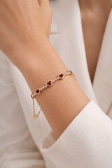 NEW Heart Zirconia Bracelet 18K Gold Plated Copper Classic Style Preppy Summer