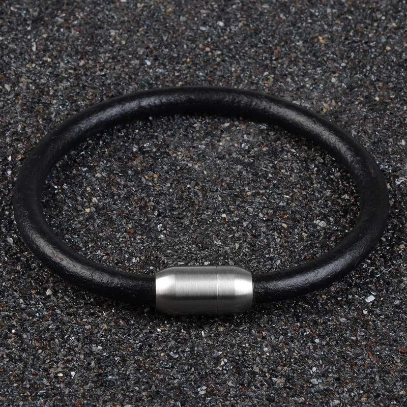 Smooth Genuine Leather Bracelet with Stainless Steel Magnetic Clasp for Men gallery