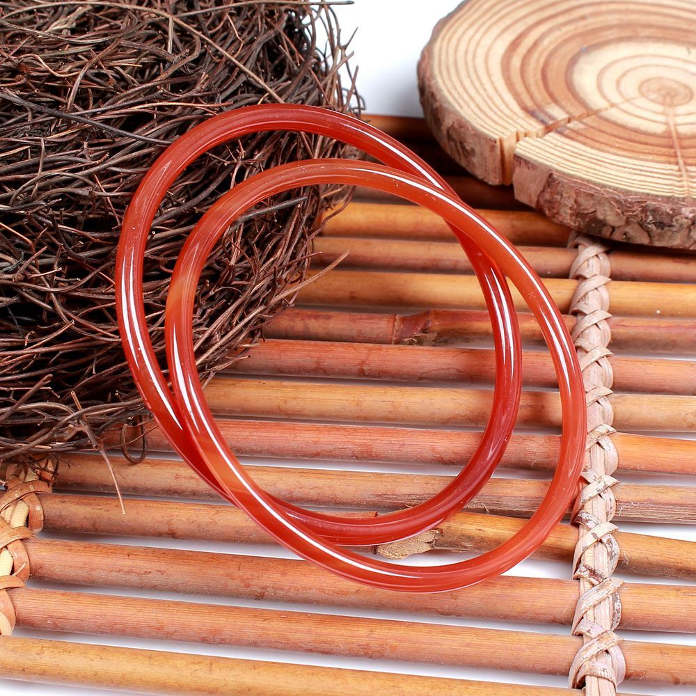 52-63mm Certified Natural Agate Chalcedony A Grade Ice red Bangle Bracelet AAA gallery