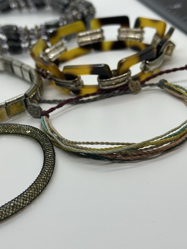 Mixed Bracelet Lot 5 Pc Acrylic Link Italian Charm Mesh Crystal Beaded Boho gallery