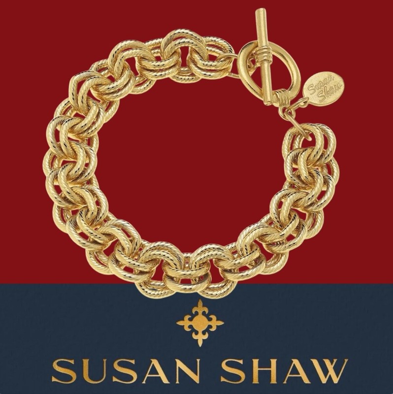 Susan Shaw Jewelry Double Link Chain Bracelet 24k TPG gallery