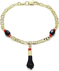 18K Gold Plated Evil Eye Azabache Black Hand Figa Protection 7″