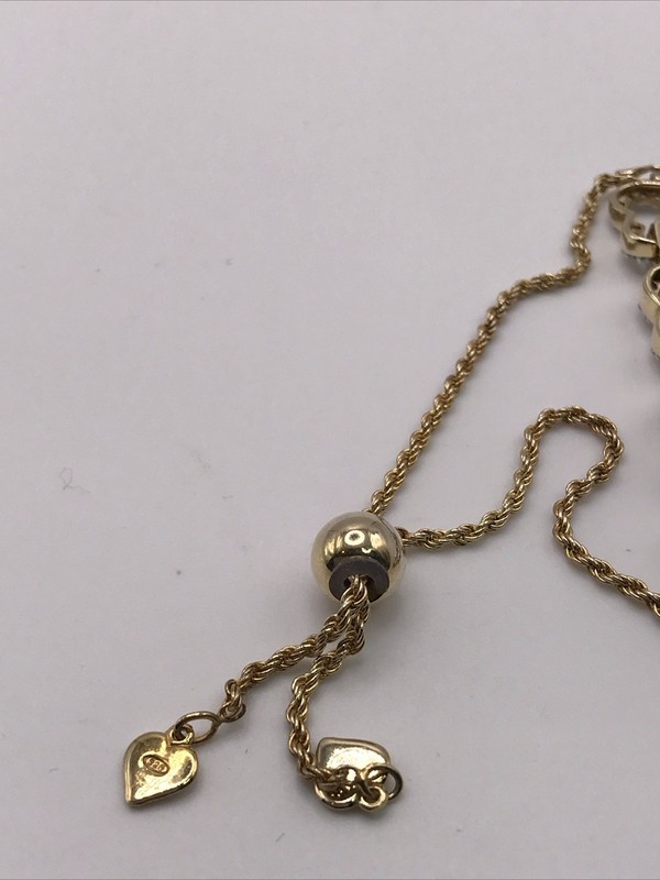 KA 1772 Gold Plate Sterling Silver Rhinestone Hearts SJ 925 Slide Bracelet gallery