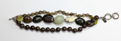 J. Jill Multistrand Mixed Stone Beaded Adjustable Silver Tone Clasp Bracelet 8″